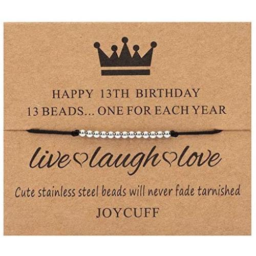 Joycuff Birthday Gifts for Girls Women Silver Bead Strand Wrap Bracelet One Bead One Year Adjustable Cord Fit Most Wrist