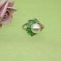 HSQYJ Lotus Leaf Frog Crystal Ring Enamel Pearl Flower Cute Animal Rings Jewelry Rhinestone Statement Rings for Women Girl