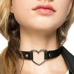 papasgix Choker Collar Necklace for Women, Adjustable Pu Leather Goth Studded Heart Punk Necklace with Spikes Cosplay, Trendy Collar for Teenager Girls