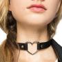 papasgix Choker Collar Necklace for Women, Adjustable Pu Leather Goth Studded Heart Punk Necklace with Spikes Cosplay, Trendy Collar for Teenager Girls
