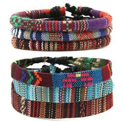 HZMAN Mix 6 Wrap Bracelets Men Women, Hemp Cords Ethnic Tribal Bracelets Wristbands