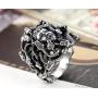 Flongo Mens Women Vintage Stainless Steel Greek Mythology Black Silver Goth Goddess Medusa Ring Snake Haired Band Goth