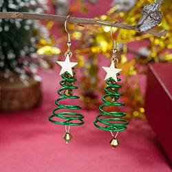 Handmade Christmas Drop Dangle Earrings. Holiday Christmas Earrings. Small Cute Christmas tree Earring. Jewelry for Women Girls