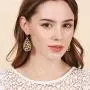 Bonaluna Boho Printed on Wood Teardrop Statement Earrings Bonaluna Boho Printed on Wood Teardrop Statement Earrings