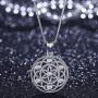 Sterling Sliver Necklace For Women,Flower of Life Pendant,Seed of Life Necklace,Sacred Geometry Round Circle Charm Pendant with Zircon,Yoga Jewelry Necklace Chain 18 inches with Jewelry Gift Box