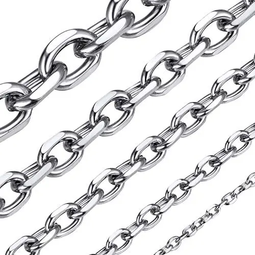 ChainsHouse Men Women Chain Rolo Necklace,3mm/5mm/7mm/9mm/12mm Wide Stainless Steel/Black Metal/18K Gold Plated Cable Link Necklace, 18''-30'' Length-with Gift Box ChainsHouse Men Women Chain Rolo Necklace,3mm/5mm/7mm/9mm/12mm Wide Stainless Steel/Black Metal/18K Gold Plated Cable Link Necklace, 18''-30'' Length-with Gift Box