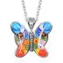Shop LC Butterfly Flower Pendant Murano Millefiori Glass Chain Fashion Necklace Stainless Steel Jewelry for Women Unique Gifts (Multi Color/Green)