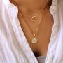 M MOOHAM Gold Initial Necklaces for Women, 14K Gold Plated Layered Initial Necklace Hexagon Pendant Toggle Clasp Layering Gold Chain Necklaces for Women Gold Layered Choker Necklaces for Women
