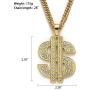 UEJUNBO Gold Chain with Dollar Sign Big Money Necklaces for Men Women,Stainless Steel Iced Out Rhinestone Jewelry,Fashion Pendants with 28 Inches Chain