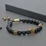 SEVENSTONE 8mm Crown King Charm Bracelet for Men Women Black Matte Onyx Stone Beads, 7.5'' SEVENSTONE 8mm Crown King Charm Bracelet for Men Women Black Matte Onyx Stone Beads, 7.5''