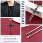 FaithHeart Cross Necklace Bible Verse Jewelry, Stainless Steel/Gold Plated Christian Charms Lords Prayer Pendant, Customize Available, Dog Tag Necklace for Men (Send Gift Box)