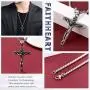 FaithHeart Cross Necklace Bible Verse Jewelry, Stainless Steel/Gold Plated Christian Charms Lords Prayer Pendant, Customize Available, Dog Tag Necklace for Men (Send Gift Box)