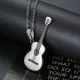 MONALLY Guitar Necklace for Men Women Hip Hop Music Style Stainless Steel Guitar Pendant Jewelry Gifts