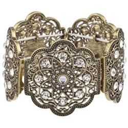 Lux Accessories Floral Crystal Rhinestone Stretch Bracelet