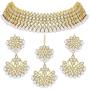 Aheli Bollywood Style Faux Kundan Beaded Choker Necklace Dangle Earrings Maang Tikka Indian Jewellery Set for Women