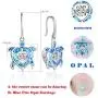 JO WISDOM Blue Fire Opal Dolphins/Turtle/Mermaid Tail Earrings,925 Sterling Silver Dancing Diamond Cubic Zirconia Drop & Dangle Fish Hook Animal Earrings