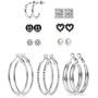 ORAZIO 9-45 Pairs Assorted Multiple Stud Earrings for Women Big Hoop Earrings Silver Tone