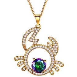 Hipunk Constellation Necklace Iced Out 18k Gold Plated 12 Zodiac Sign Pendant Horoscope Astrology Star Birthday Jewelry SP0068