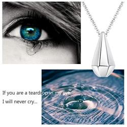 Memorial Teardrop Urn Necklace 925 Sterling Silver Drop Pendant Womens Funeral Jewelry Gift Loved Ones Cremation Ashes Keepsake