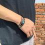 HUASAI 12 Twelve Constellations Hand Woven Leather Bracelet and Moon Pendant Necklace Zodiac Sign Jewelry Set