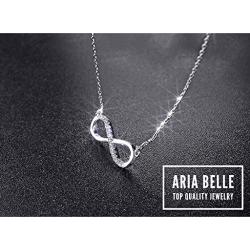 Aria Belle Infinity Forever Heart Love Cubic Zirconia Platinum Plated Pendant Necklaces for Women