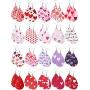 20 Pairs Valentines Day Leather Earrings for Women Heart Print Teardrop Dangle Earrings Lightweight Leather Drop Earrings