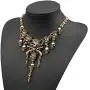 LZHLQ Jewelry Fashion Multi-Level Pirate Skull Tassel Charm Necklace Collar Bib for Women Horror Necklace Punk