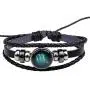 Speyst 12-Sign Constellations Black Woven Leather Bracelet Blue Constellation Pattern