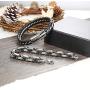 Thunaraz 4Pcs Stainless Steel Cuff Braided Leather Bracelets for Men Women Masculine Style Braided Link Wrist Band Cuff Bangle Bracelets,Mens Bracelet Jewelry Set