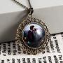 Fanery Sue Personalized Photo Necklace Vintage Retro Pendant Necklace Custom Picture Image Antique Brass Large Pendant Memorial Jewelry