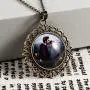 Fanery Sue Personalized Photo Necklace Vintage Retro Pendant Necklace Custom Picture Image Antique Brass Large Pendant Memorial Jewelry