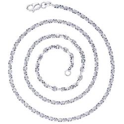 14K Yellow or White Gold Solid 3mm-5mm Fancy Filk Chain with Lobster Claw Clasp | Italian Gold Necklaces | Gold Filk Necklaces for Men and Women