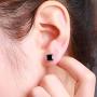 Lanroque Black Plating Sterling Silver and Black CZ Stud Earrings for Men and Women (6mm)