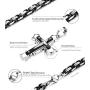 LOLIAS 5MM Stainless Steel Cross Pendant Necklace Men Byzantine Chain Necklace 22-30 Inches