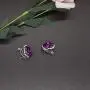 HSQYT Rose Flower Stud Earrings Silver Plated Simulated Coral Rose Crystal Earrings Lovely Simple Floral Charm Stud Earring Fashion Jewelry for Women Girl 20mm (Purple Rose Earring) HSQYT Rose Flower Stud Earrings Silver Plated Simulated Coral Rose Crystal Earrings Lovely Simple Floral Charm Stud Earring Fashion Jewelry for Women Girl 20mm (Purple Rose Earring)