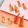 Tassel Earrings - Colorful Layered Tassel Earrings Bohemian Dangle Drop Earrings Shaded Earrings Metal Resin Beaded Earrings Women Girls Tiered Tassel Druzy Stud Earrings Women Gifts （4 Pairs)
