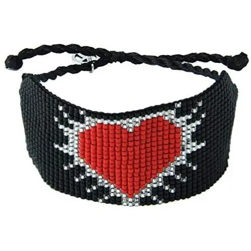 KELITCH Wax Rope Wrap Bracelets Heart Beat Shape Miyuki Statement Bracelets Handmade Braided Jewelry KELITCH Wax Rope Wrap Bracelets Heart Beat Shape Miyuki Statement Bracelets Handmade Braided Jewelry