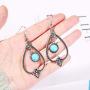Vintage Earrings Bohemian Ethnic Turquoise Pendant Long Bandage Suede Choker Necklaces Teardrop Circle Round Hallow Pattern Dangle Set for Women Girls Jewelry