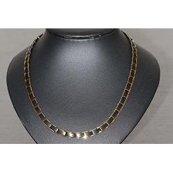 Rockyu Stainless Steel Mens Magnetic Necklace for Pain Relief Black Gold Inflammation Reduction for Neck Arthritis Migraine Headaches Shoulders and Back