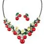 BINKILA Vintage Fashion Turquoise Crystal Flower Cherry Butterfly Heart-Shaped Peacock Pendant Chain Necklace Jewelry for Woman