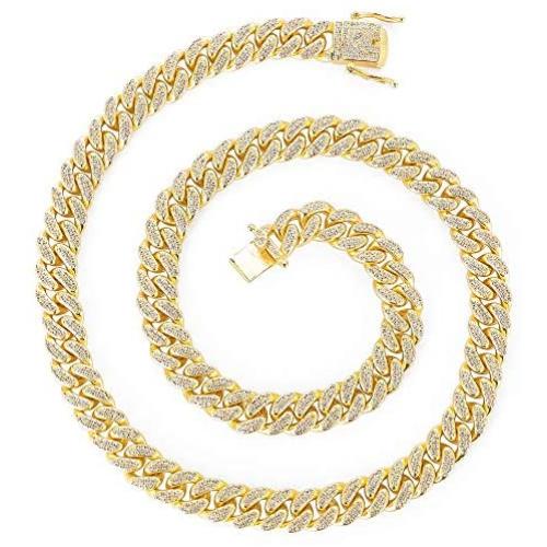 Bling Iced Out Diamond Cuban Link Chain Hip Hop Silver Gold Chunky Chains and Bracelets for Men Women 16 18 20 24 / 7 8 9 Inches