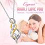 Sterling Silver Diamond Accent Twist MOM Flame Pendant Necklace - Best Valentines Day Jewelry Gift for Mom & Wife