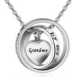 LoEnMe Jewelry Urn Necklace for Ash Cremation Pendant Love Heart Crossed Ring Family Dog Cat Pet for Women Men