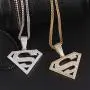 GOLD IDEA JEWELRY Iced Out Superman pendant 14K Gold Plated/ White gold plated hip hop Cubic Zirconia Pendant with 28'' Stainless Steel Franco Chain Necklaces for men