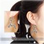 Christmas Vintage Reindeer CZ Piercing Dangle Earrings Plated Women Girls Holiday Jewelry Gift