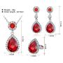 Ezing 3 PCS Jewelry Set for Women Crystal Pendant Necklace Earring Ring
