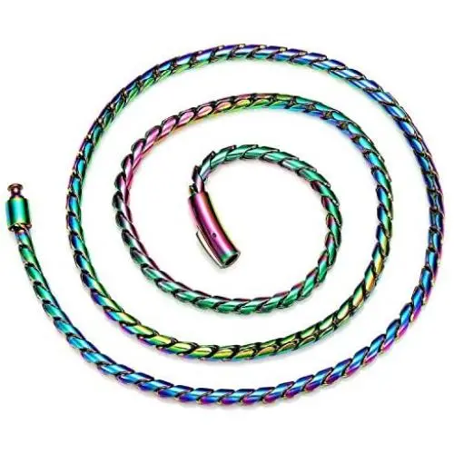 ROWIN&CO Rainbow Solid 6mm Miami Curb Cuban Link Chain Colorful 316L Steel Rope Chain/Bracelets, Unisex, Multicolor Hip Hop Jewelry Choker Chain ROWIN&CO Rainbow Solid 6mm Miami Curb Cuban Link Chain Colorful 316L Steel Rope Chain/Bracelets, Unisex, Multicolor Hip Hop Jewelry Choker Chain