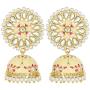 Aheli Handcrafted Traditional Wedding Wear Faux Kundan Studded Floral Enamel Jhumka Jhumki Earrings Indian Ethnic Fashion Jewelry for Women Girls