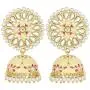Aheli Handcrafted Traditional Wedding Wear Faux Kundan Studded Floral Enamel Jhumka Jhumki Earrings Indian Ethnic Fashion Jewelry for Women Girls