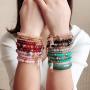 NSLS 5 Sets Boho Bracelets for Women Multilayer Stackable Sparkly Crystal Beaded Stretch Bracelets Set for Teen Girls Bead Bracelet Jewelry Set